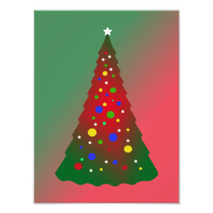 Rotes Grün, frohe Weihnachtsbaum Fotodruck