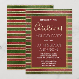 Rotes Grün - Goldfolien-WeihnachtsParty Einladung