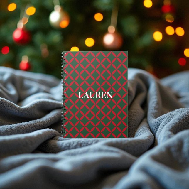 Rotes Grün Mitte Jahrhundert Moderner Urlaub Notizblock (Von Creator hochgeladen)