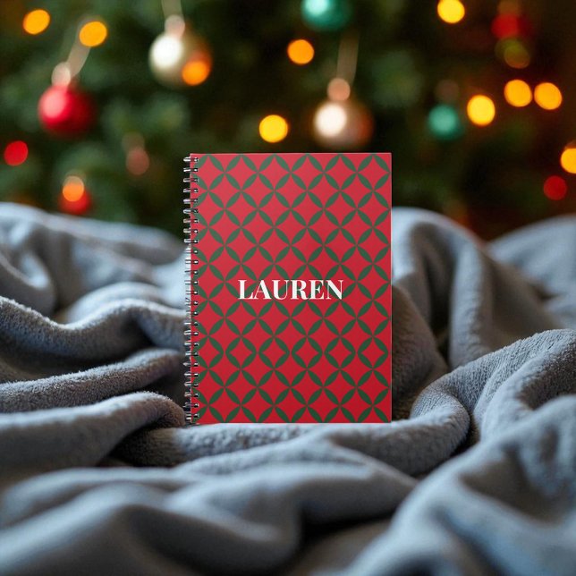 Rotes Grün Mitte Jahrhundert Moderner Urlaub Notizblock (Von Creator hochgeladen)