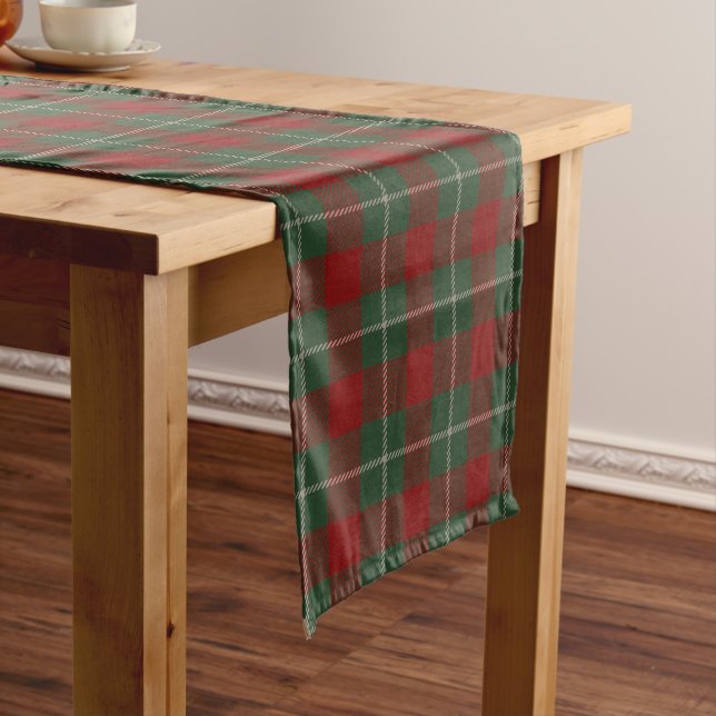 Rotes Grün und Beige Tartan Kariertes Muster Kurzer Tischläufer (Beispiel)