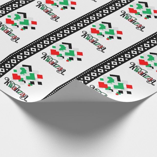 Rotes Grün und Schwarzes Stammes Kwanzaa Geschenkpapier (Ecke)