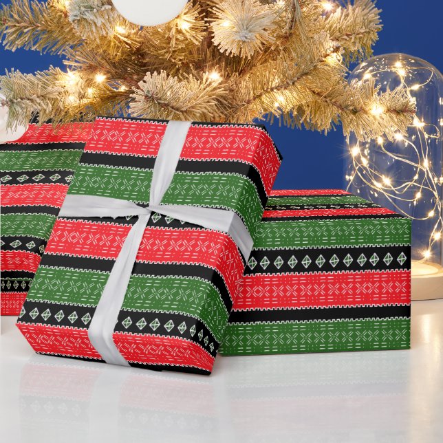 Rotes Grün- und Schwarztütenpapier Geschenkpapier (Feiertage)