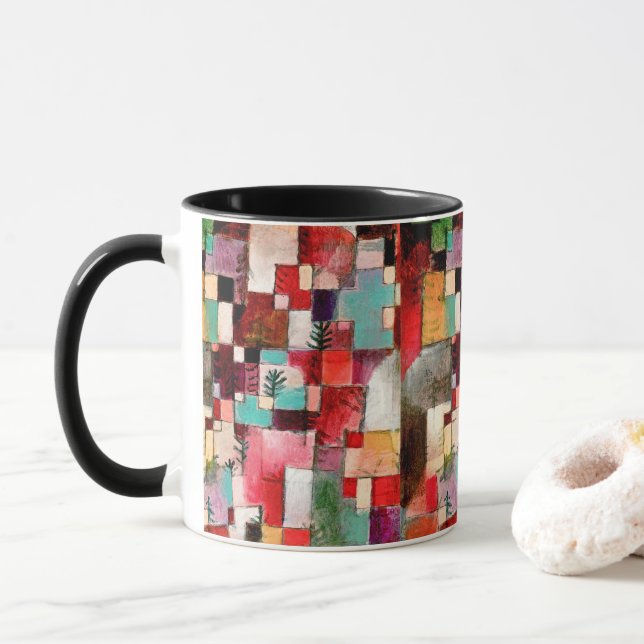 Rotes Grün und Violett-Gelbe Rhythmen von Paul Kle Tasse (Mit Donut)