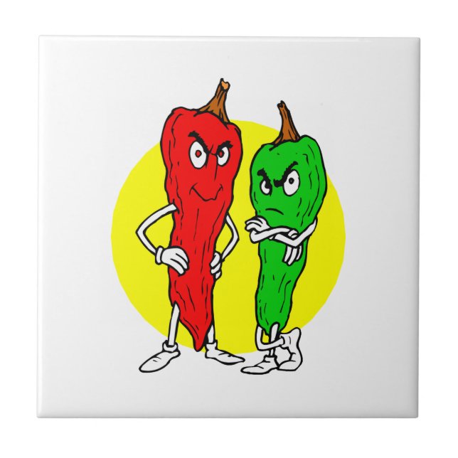 Rotes Grün w der Pfefferverbrecher gelbes ciricle Fliese (Vorderseite)