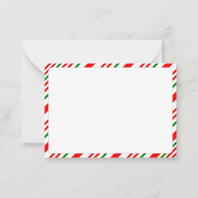 Rotes grün-weißes Candy-Cane-Weihnachtsmuster Blan Mitteilungskarte (Vorderseite)