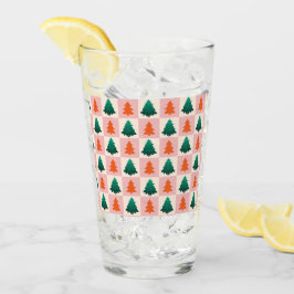 Rotes grünes Aquarell Frohe Weihnachtsbaummuster Glas