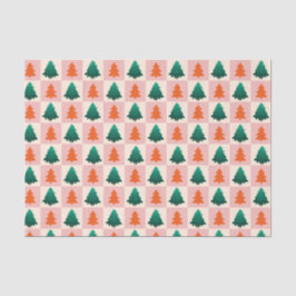 Rotes grünes Aquarell Frohe Weihnachtsbaummuster Seidenpapier