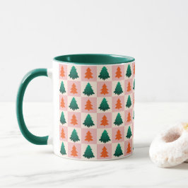 Rotes grünes Aquarell Frohe Weihnachtsbaummuster Tasse