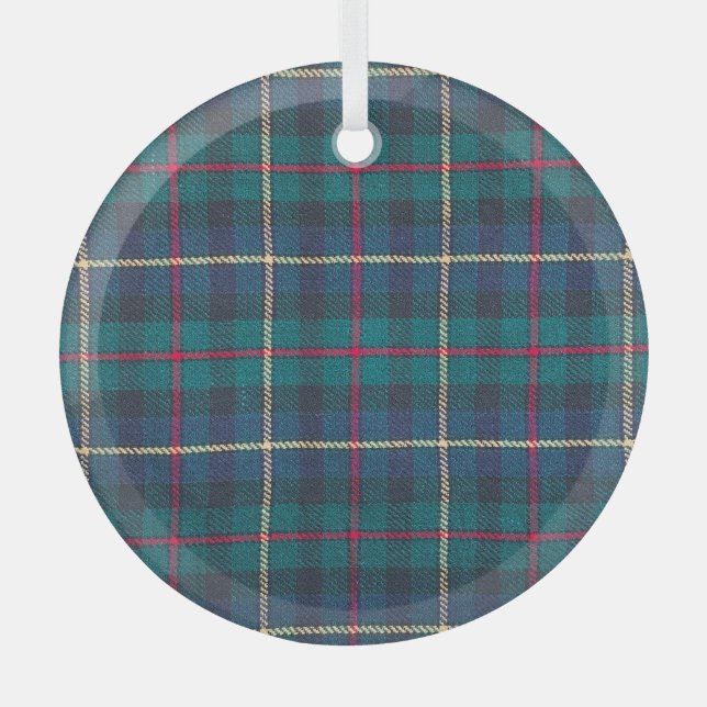 Rotes, grünes, blaues schottisches Tartan-Muster. Ornament Aus Glas (Vorderseite)