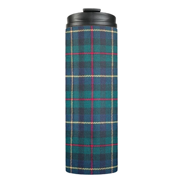 Rotes, grünes, blaues schottisches Tartan-Muster. Thermosbecher (Vorderseite)