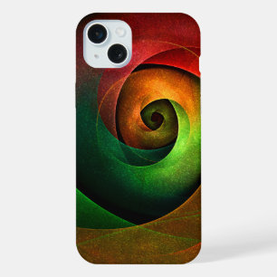 Rotes grünes florales modernes abstraktes Kunstmus iPhone 15 Plus Hülle
