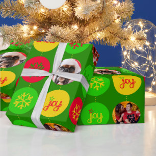 Rotes grünes gelbes Foto Muster des Flitters Geschenkpapier