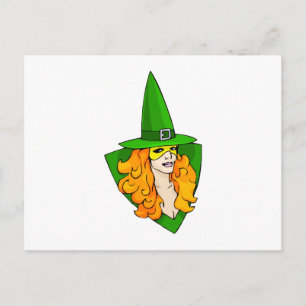 Rotes grünes Hexenhaar Postkarte