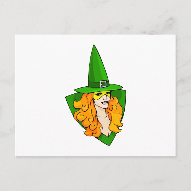 Rotes grünes Hexenhaar Postkarte (Vorderseite)