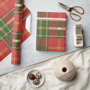 Rotes grünes Karomuster Geschenkpapier