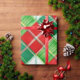 Rotes grünes Karomuster Geschenkpapier