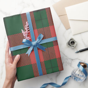 Rotes grünes Karomuster Geschenkpapier