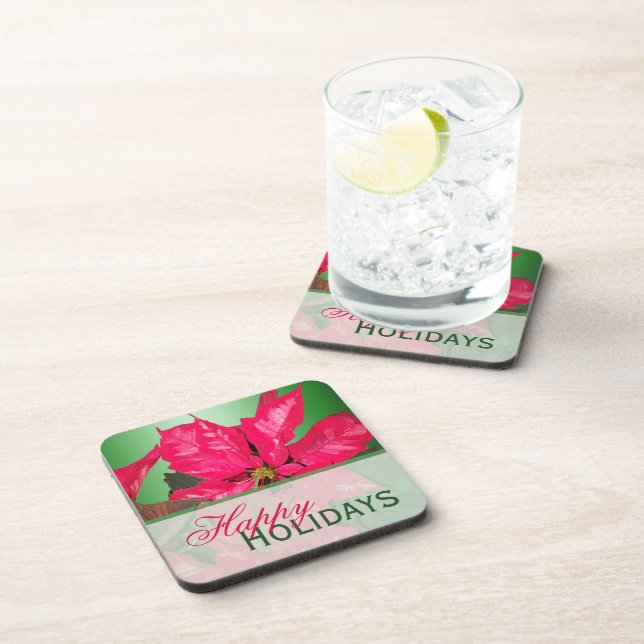 Rotes Grünes Poinsettia Untersetzer Set (6) (Rechte Seite)
