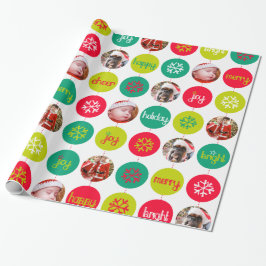 Rotes grünes weißes Foto Muster des Flitters Geschenkpapier
