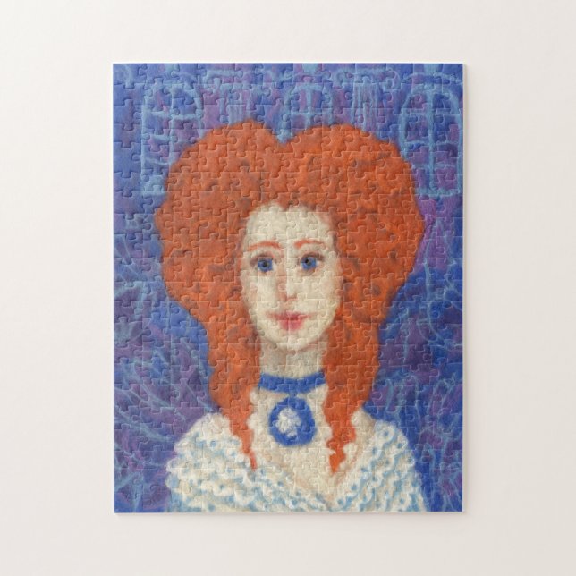 Rotes Haar, Ingwer Girl Rokoko Glasfaser, blau ora (Vertikal)