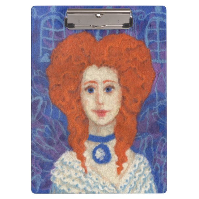 Rotes Haar, Ingwer Girl Rokoko Glasfaser, blau ora Klemmbrett (Vorderseite)