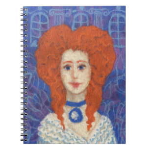 Rotes Haar, Ingwer Girl Rokoko Glasfaser, blau ora Notizblock