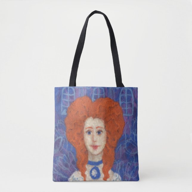 Rotes Haar, Ingwer Girl Rokoko Glasfaser, blau ora Tasche (Vorderseite)