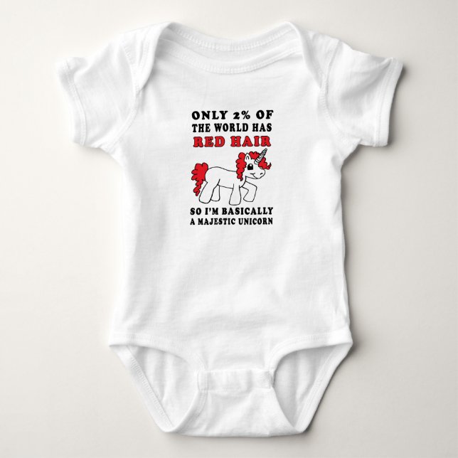 Rotes Haar-majestätischer Einhorn-Baby-Einteiler Baby Strampler (Vorderseite)
