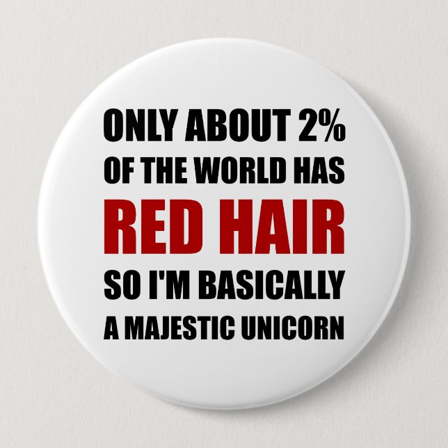 Rotes Haar-majestätisches Einhorn Button (Vorderseite)