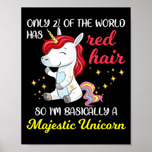Rotes Haar Majestätisches Einhorn Lustiger Ingwer- Poster