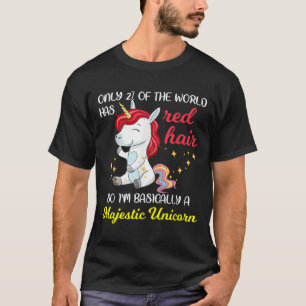 Rotes Haar Majestätisches Einhorn Lustiger Ingwer- T-Shirt