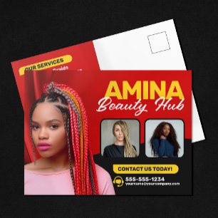 Rotes Haar & Schönheitssalon Flechterin Friseurin  Postkarte