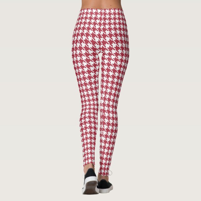 Rotes Hahnentrittmuster Frauen Leggings (Rückseite)