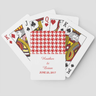 Rotes Hahnentrittmuster Hochzeitskarten Spielkarten