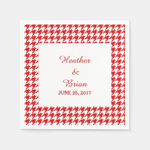 Rotes Hahnentrittmuster Hochzeitspapier Napkins Serviette