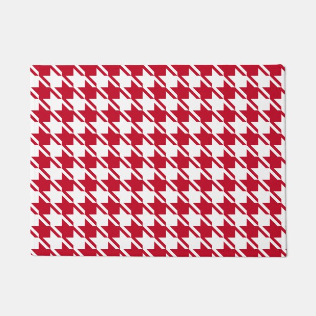 Rotes Hahnentrittmuster Wiederholungsmuster Fußmatte (Vorderseite)