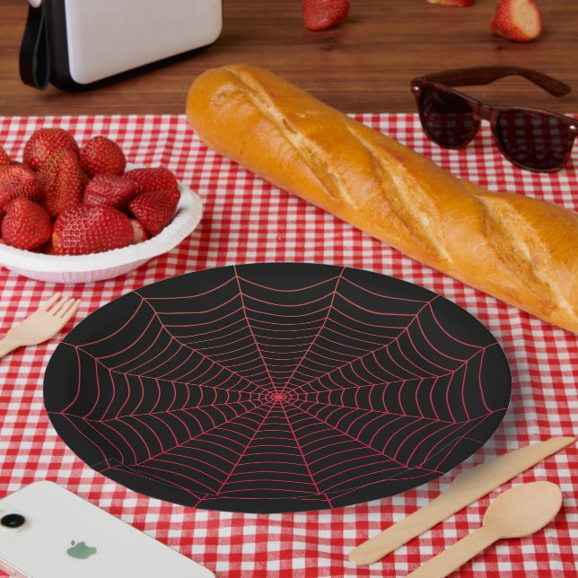 Rotes Halloween-Muster Pappteller (Picknick)