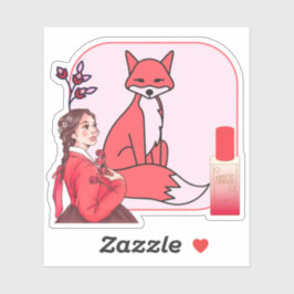 Rotes Hanbok, Fuchs und Foundation mit Mattabdecku Aufkleber
