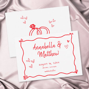 Rotes handgezeichnetes Herz Whimsical moderne Hoch Save The Date