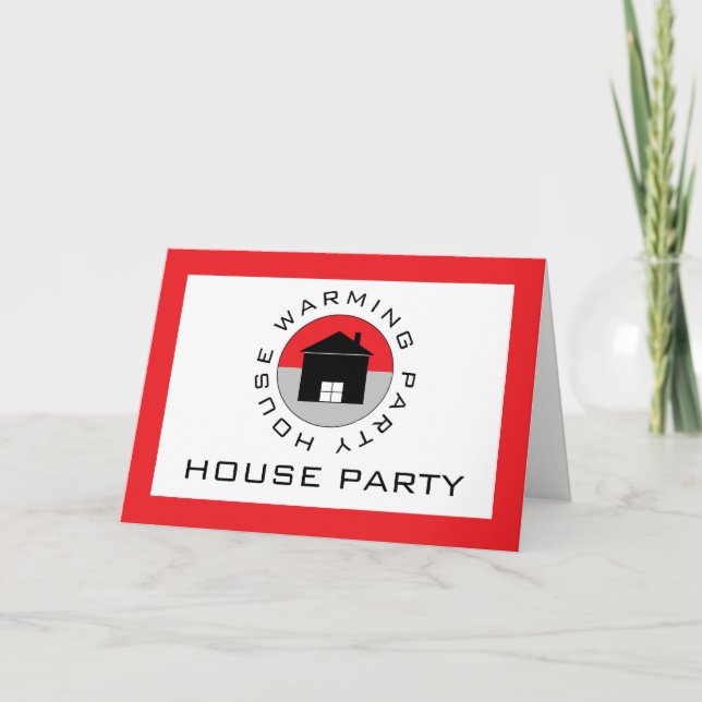 Rotes Haus-Logo, Party Einladung für den Haushalt (Vorderseite)