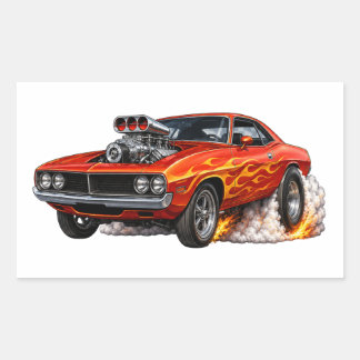 Rotes, heißes, aufgeladenes Muscle-Car-Qualmen Rechteckiger Aufkleber