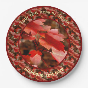 Rotes Herbst lässt Personalisiertes Party Pappteller