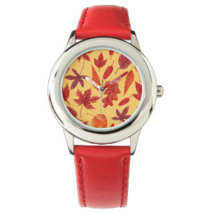 Rotes Herbstblatt Armbanduhr