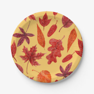 Rotes Herbstblatt Pappteller