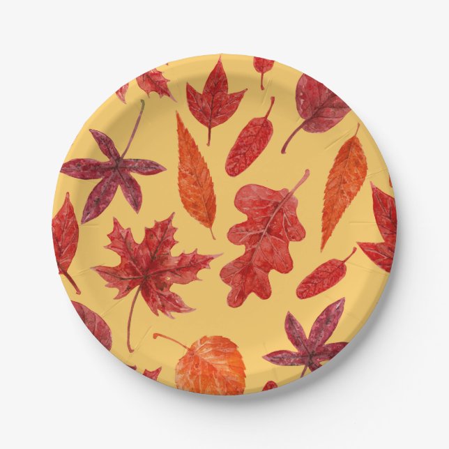 Rotes Herbstblatt Pappteller (Vorderseite)