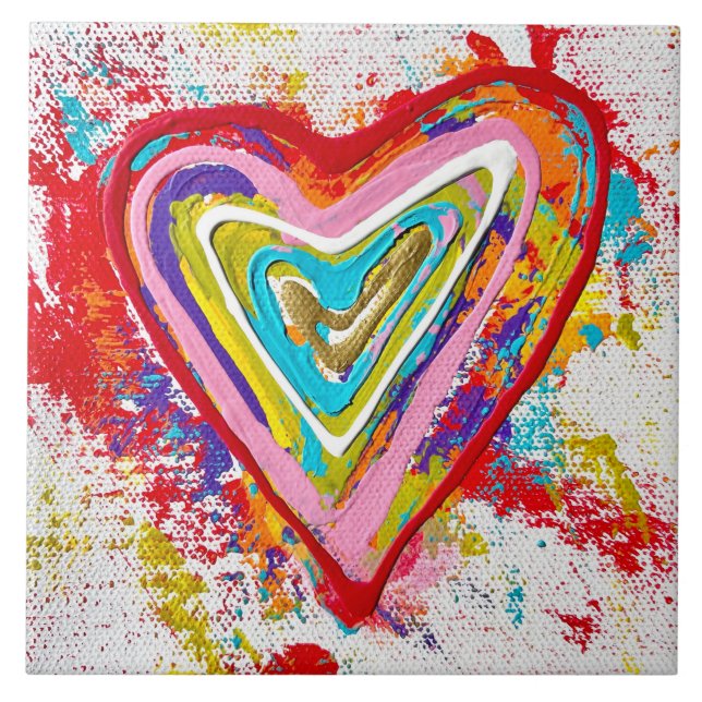 Rotes Herz 6 x 6 Keramiken Tile Fliese (Vorderseite)