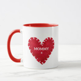 Rotes Herz am Tag der Mutter mit Handgriff Tasse