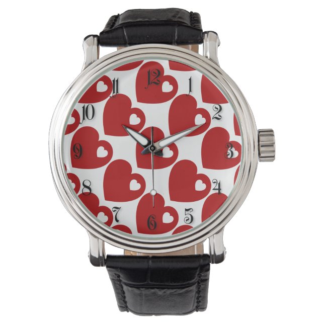 Rotes Herz Armbanduhr (Vorderseite)