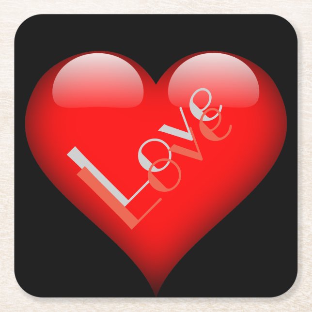 Rotes Herz Attraktive Pariser Liebe Hochzeit Rechteckiger Pappuntersetzer (Vorderseite)